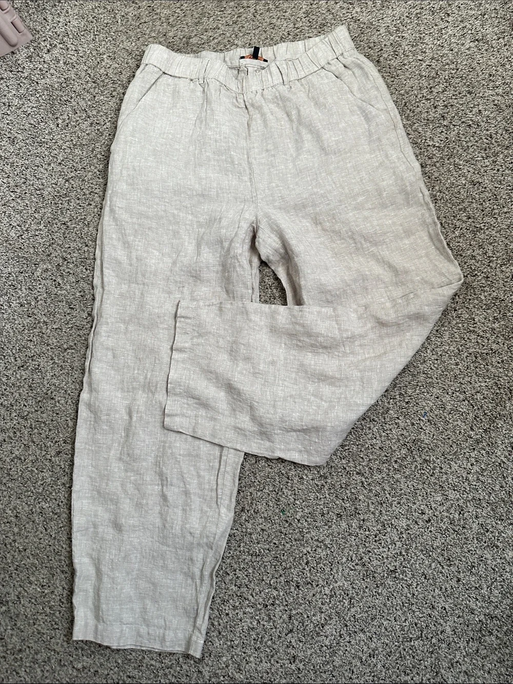 Quince Linen Relaxed Pants in Light Beige size M summer breathable
